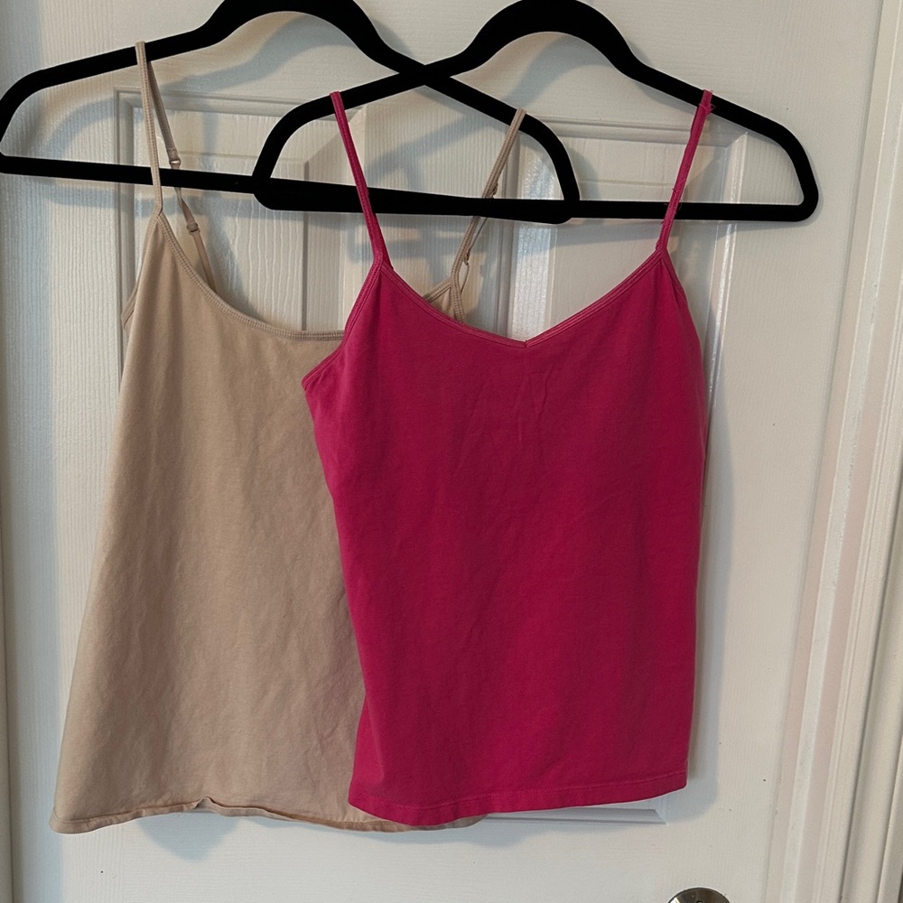 Old Navy Women's Spaghetti Strap Camisoles - Hot Pink & Beige